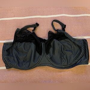 48DD Bramour Black and Blue Patterned Bra